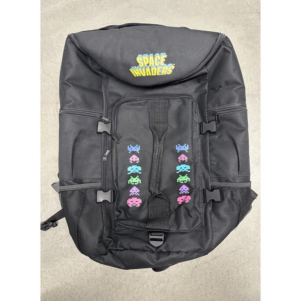 Space Invaders Taito 2020 Large Backpack Black Retro Arcade Gaming Bag
